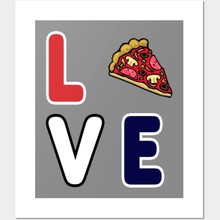 Pizza Love, Mozzarella Pepperoni Pizzeria Pie Posters and Art